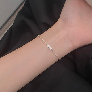 Lắc Tay Bạc Nữ Mặt Nơ PJN ,Vòng Tay Nơ Mix Đá Chất Liệu Bạc S925 Thời Trang Dành Cho Nữ VT03