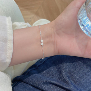 Lắc Tay Bạc Nữ Mặt Nơ PJN ,Vòng Tay Nơ Mix Đá Chất Liệu Bạc S925 Thời Trang Dành Cho Nữ VT03