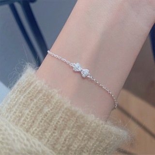 Lắc Tay Bạc Nữ Mặt Nơ PJN ,Vòng Tay Nơ Mix Đá Chất Liệu Bạc S925 Thời Trang Dành Cho Nữ VT03