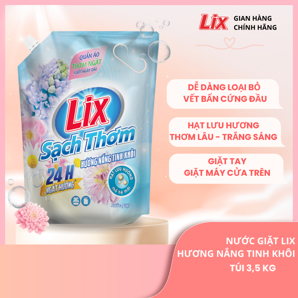 Ảnh Combo 2 túi nước giặt Lix 3,5KG/ túi hương nắng tinh khôi Lixco Việt Nam nước giặt Lix cho giặt tay và giặt máy 2C-17503 1