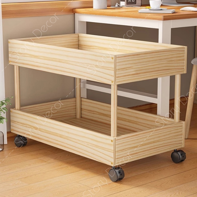 Kệ giá sách, kệ để đồ 2 tầng có bánh xe, kệ để phụ kiện, đồ trang điểm, kệ trưng bày sản phẩm mini