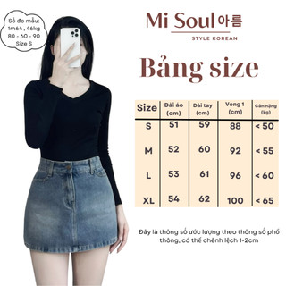 Áo Thun Nữ Cổ Tim Vải Cotton Co Giãn Dài Tay BigSize MiSoul, Áo Thun Cotton Dài Tay Nữ Cổ V 352