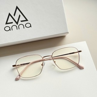 Gọng kính thời trang kèm tròng đổi màu khi ra nắng 0 độ ANNA dáng vuông chất liệu kim loại 80033