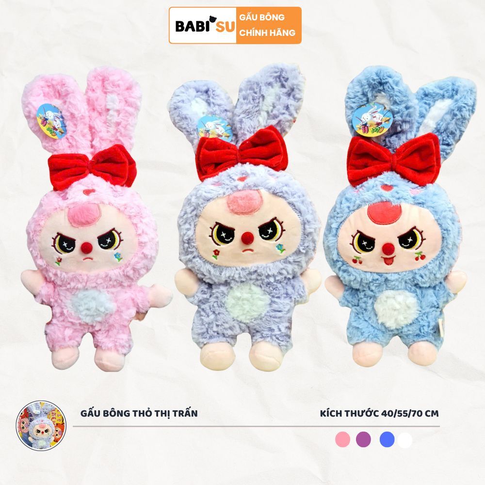 Gấu bông thỏ thị trấn tai dài dễ thương thú nhồi bông bé ba rabbit town mắt dora lông xù cao cấp