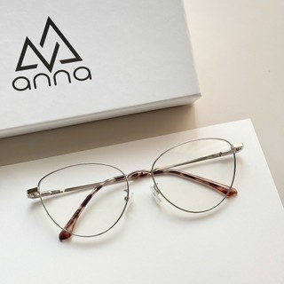 Gọng kính thời trang kèm tròng đổi màu khi ra nắng 0 độ ANNA dáng mắt mèo chất liệu kim loại 80052