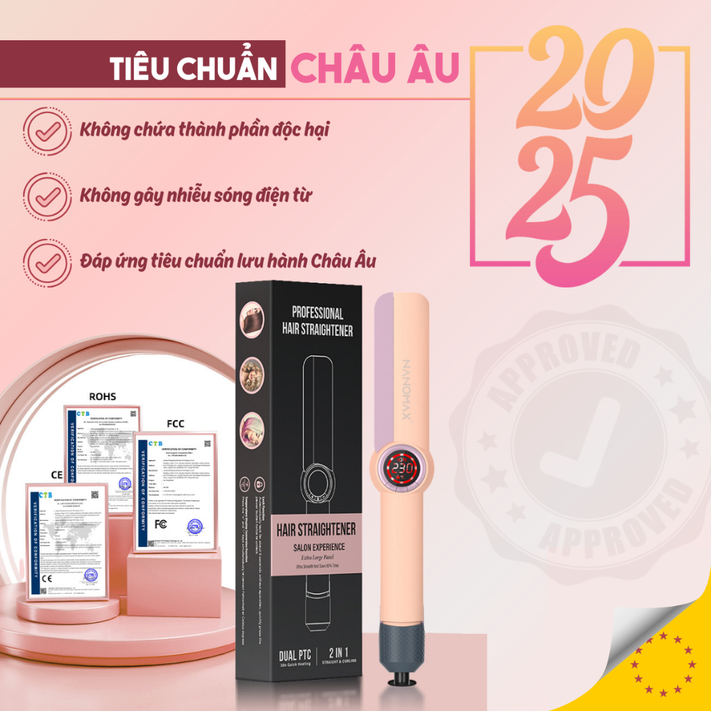 Ảnh Máy Uốn Duỗi Tóc Cao Cấp Nanomax SM-868, 3in1 Vừa Uốn Duỗi Vừa Chải Tơi Tóc, Nẹp Máy Ceramic Gắn Lược Tháo Rời 3