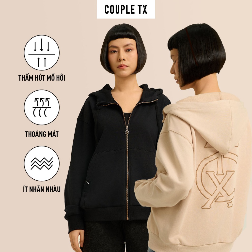 Ảnh Áo Khoác Chống Nắng Nữ Couple TX Thun Chân Cua In Nhũ Nổi Special Play Logo Form Relax WOK 2060 2