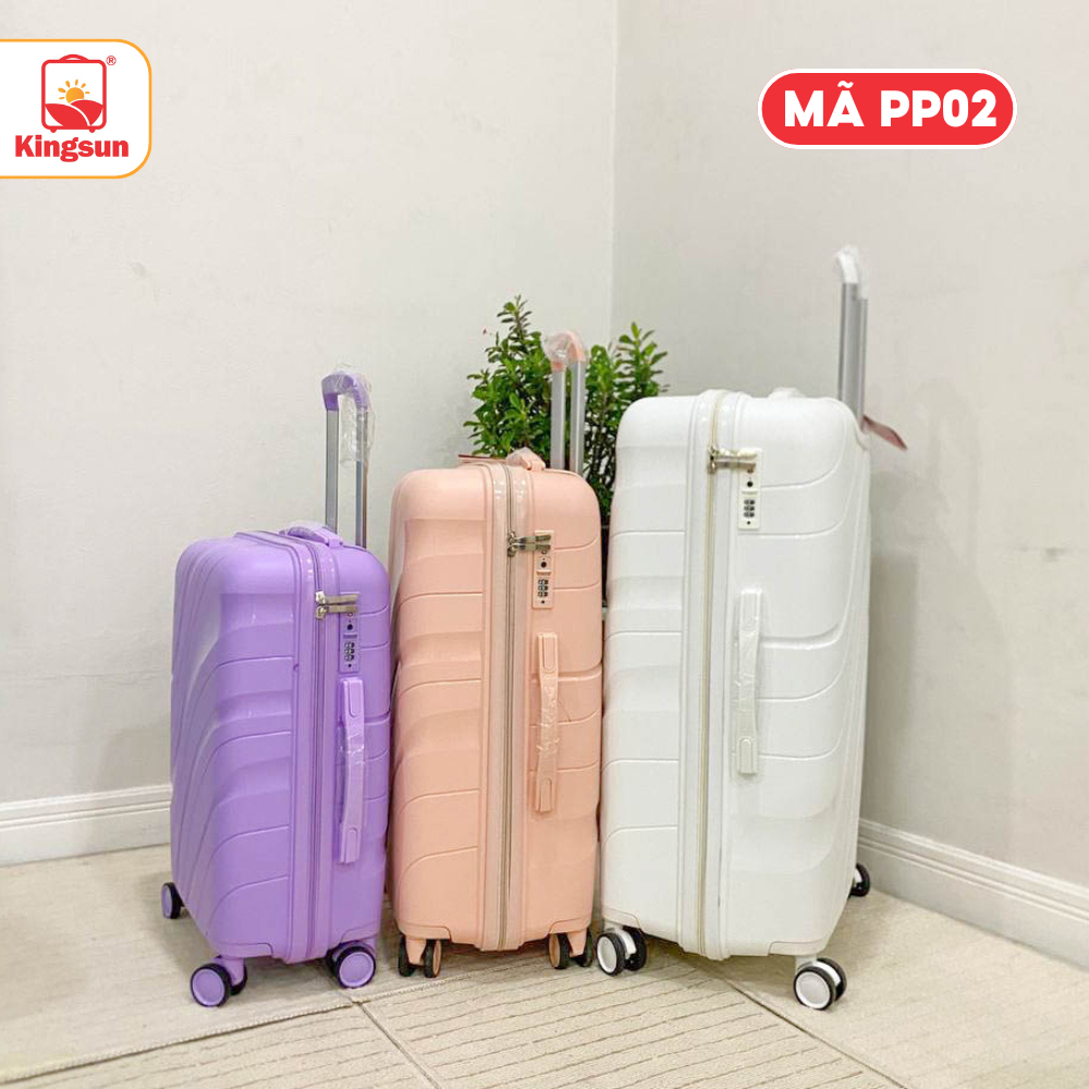Vali du lịch Chống vỡ Kingsun PP01/PP02 nhựa PP cao cấp, khóa kéo Size 20/24/28, Bảo hành 5 năm