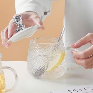 CỐC THỦY TINH KÈM THÌA TIỆN LỢI AN TOÀN - Ly Thủy Tinh Nắp Gấu Chịu Nhiệt-Cốc Đựng Nước Chịu Nhiệt Có Quai Cầm Tiện Lợi