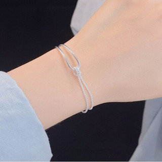Vòng Tay Bạc Nữ S925 PJN Lắc Tay Thắt Nút Dây Gân Đơn Giản Sang Trọng Phong Cách Hàn Quốc Dành Cho Nữ VT17
