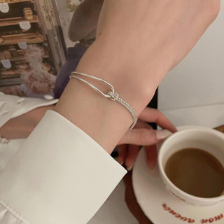 Vòng Tay Bạc Nữ S925 PJN Lắc Tay Thắt Nút Dây Gân Đơn Giản Sang Trọng Phong Cách Hàn Quốc Dành Cho Nữ VT17