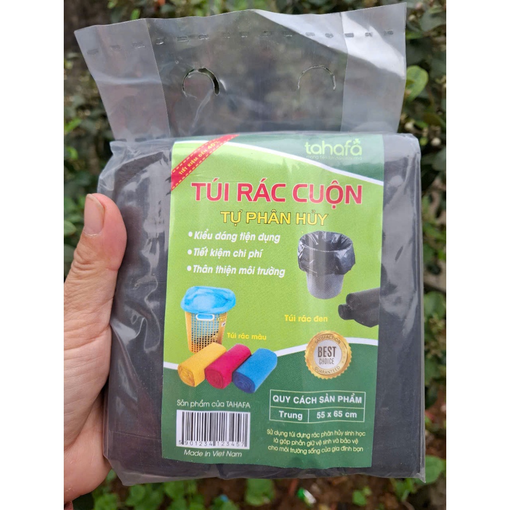Sét 3 bịch (9 cuộn) túi rác tự phân hủy- túi rác đen kích thước lớn 55 ...