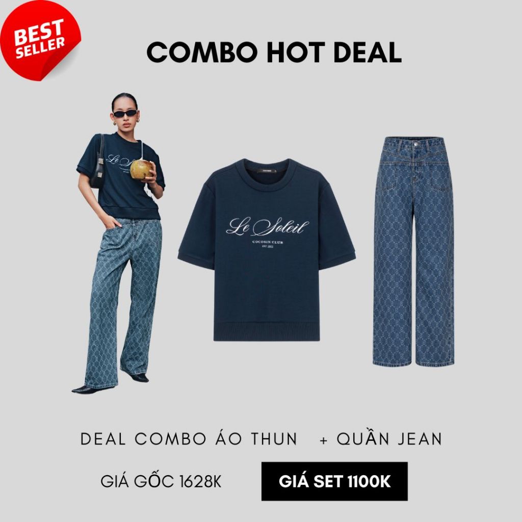 Ảnh COCO SIN - Combo Quần Jean Xanh Monogram CCS 2