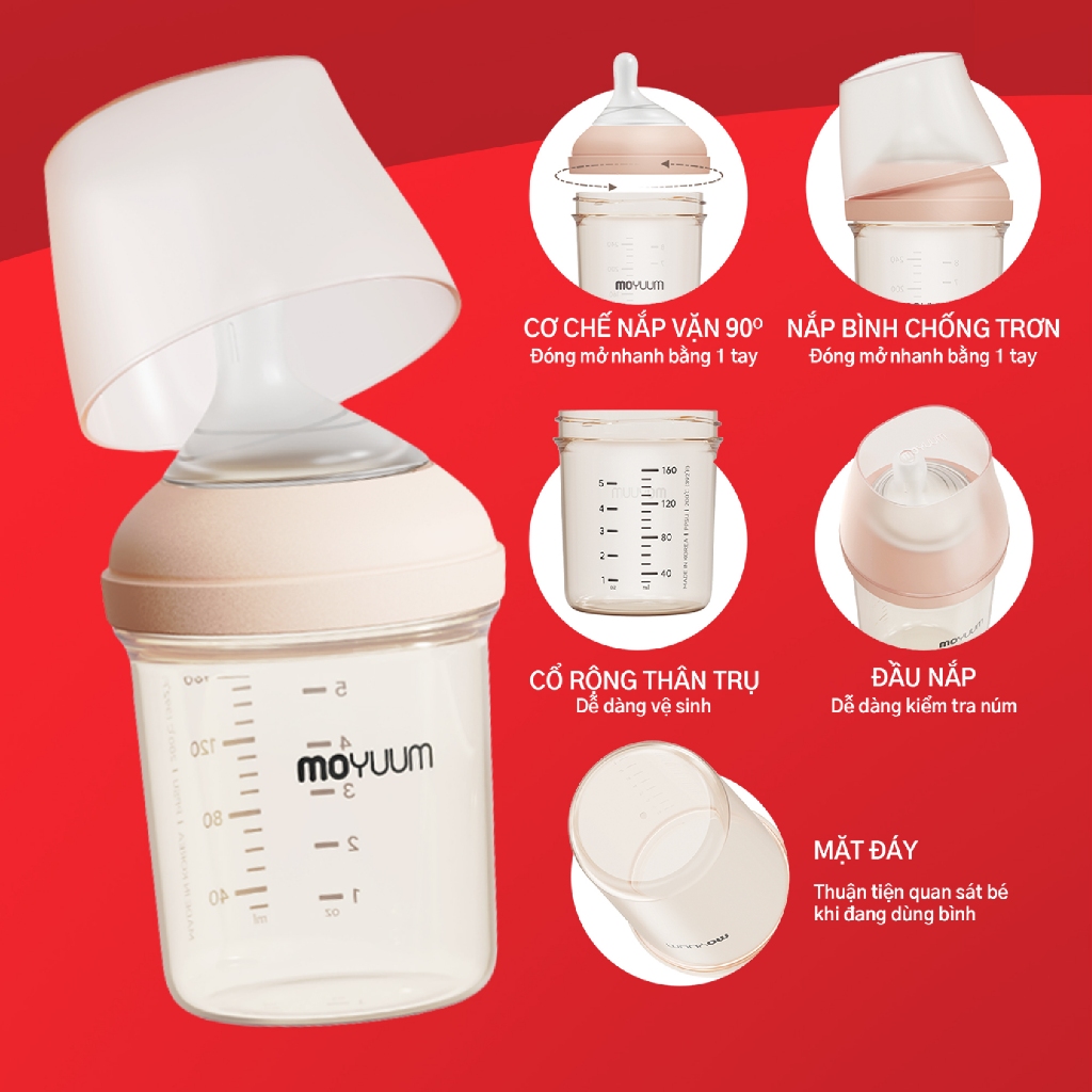 Bình sữa Moyuum PPSU Mov.aa - 250ml - Bản họa tiết - Màu xanh mint