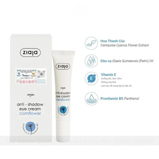 Kem Giảm Thâm Quầng Mắt Ziaja Anti-Shadow Eye Cream 15ml