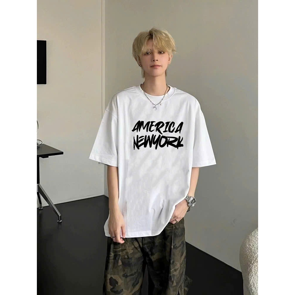 Áo thun Stee Cổ tròn AMERICA Localbrand ICVCVNI Unisex Menwear Cotton