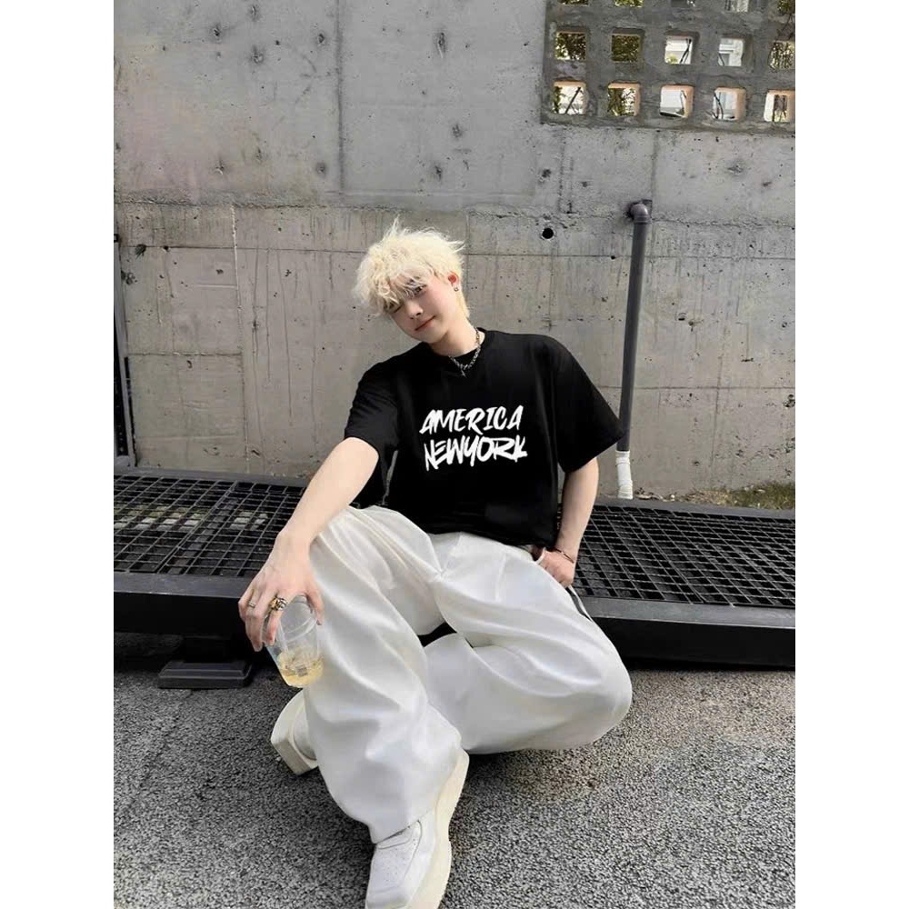 Áo thun Stee Cổ tròn AMERICA Localbrand ICVCVNI Unisex Menwear Cotton
