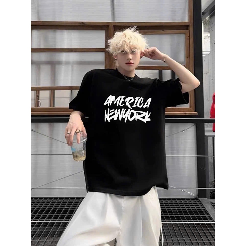 Áo thun Stee Cổ tròn AMERICA Localbrand ICVCVNI Unisex Menwear Cotton