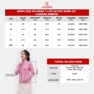 5MNF03 Áo chống nắng nữ thun lạnh 1 lớp CARDINA cao cấp kèm khẩu trang 3 lớp
