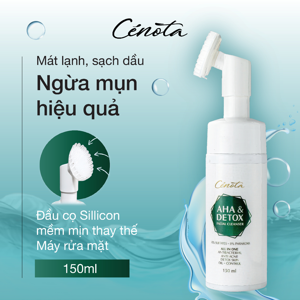Ảnh Bọt Rửa Mặt Ngừa Mụn Unisex CENOTA AHA & DETOX 150ml, Sữa Rửa Mặt Kiềm Dầu 1
