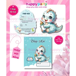 Thiệp mời sinh nhật mẫu rồng cao cấp 1 set 10 cái / 16k giấy nhập khẩu kt 10.5 x 15 cm
