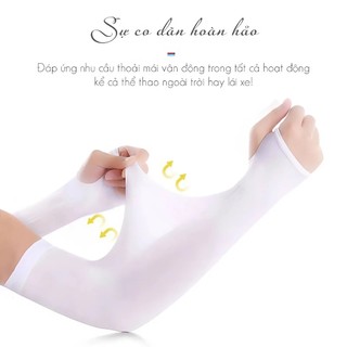 Ống tay chống nắng, bao cánh tay chống nắng, ống tay chống tia UV UPF50+ xỏ ngón lụa mát thời trang