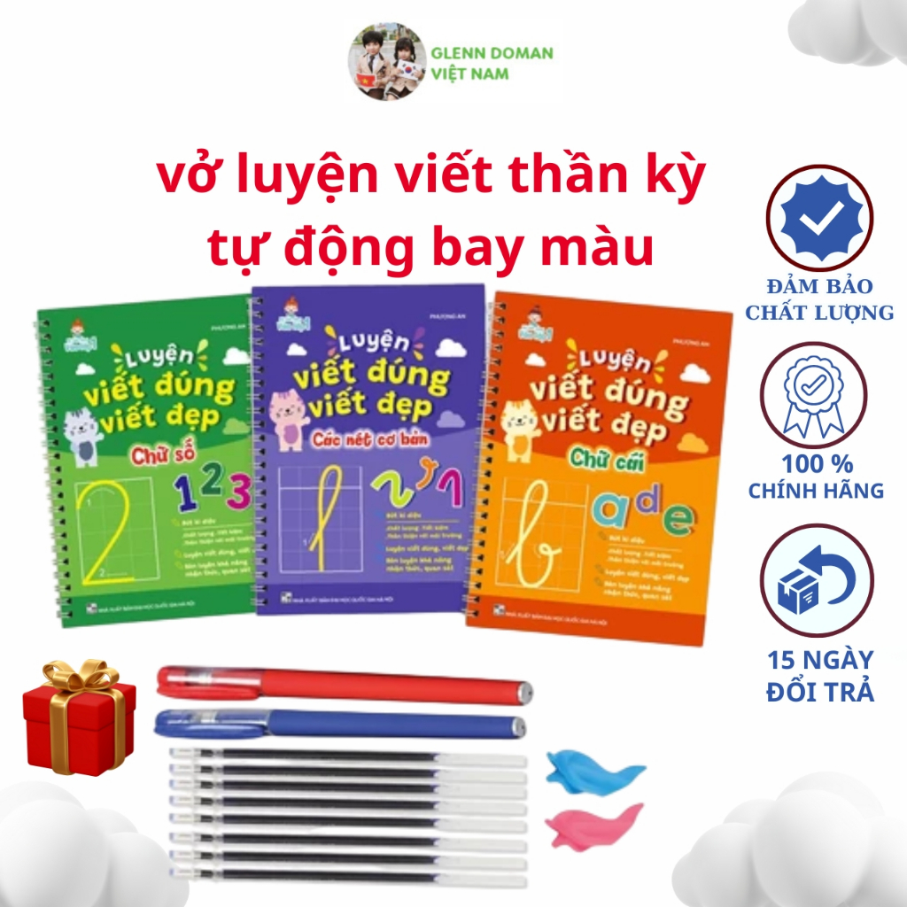 Ảnh Bộ 3 Vở Luyện Viết Thần Kỳ TNBOOKS Tự Bay Mực Cho Bé Vào Lớp 1 - Luyện Viết Chữ Đẹp (4-6 Tuổi) 1