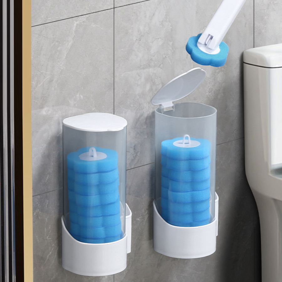 Bộ Cọ Vệ Sinh Kèm 6 Đầu Cọ Thay Thế Dùng 1 Lần Dán Tường, Chổi Chà Toilet Có Sẵn Xà Phòng Hương Thơm