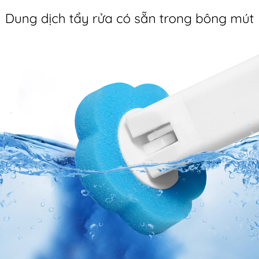 Bộ Cọ Vệ Sinh Kèm 6 Đầu Cọ Thay Thế Dùng 1 Lần Dán Tường, Chổi Chà Toilet Có Sẵn Xà Phòng Hương Thơm