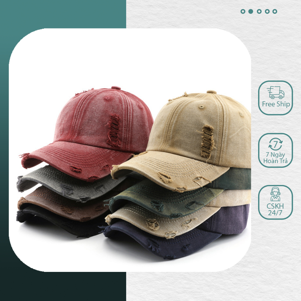 Mũ Lưỡi Trai Rách Phong Cách, Nón Unisex Cá Tính, Chất Jean Bụi Bặm ...