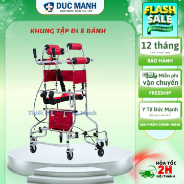 Khung tập đi cho người bị tai biến - Khung tập cho người bệnh - khung tập đi 8 bánh