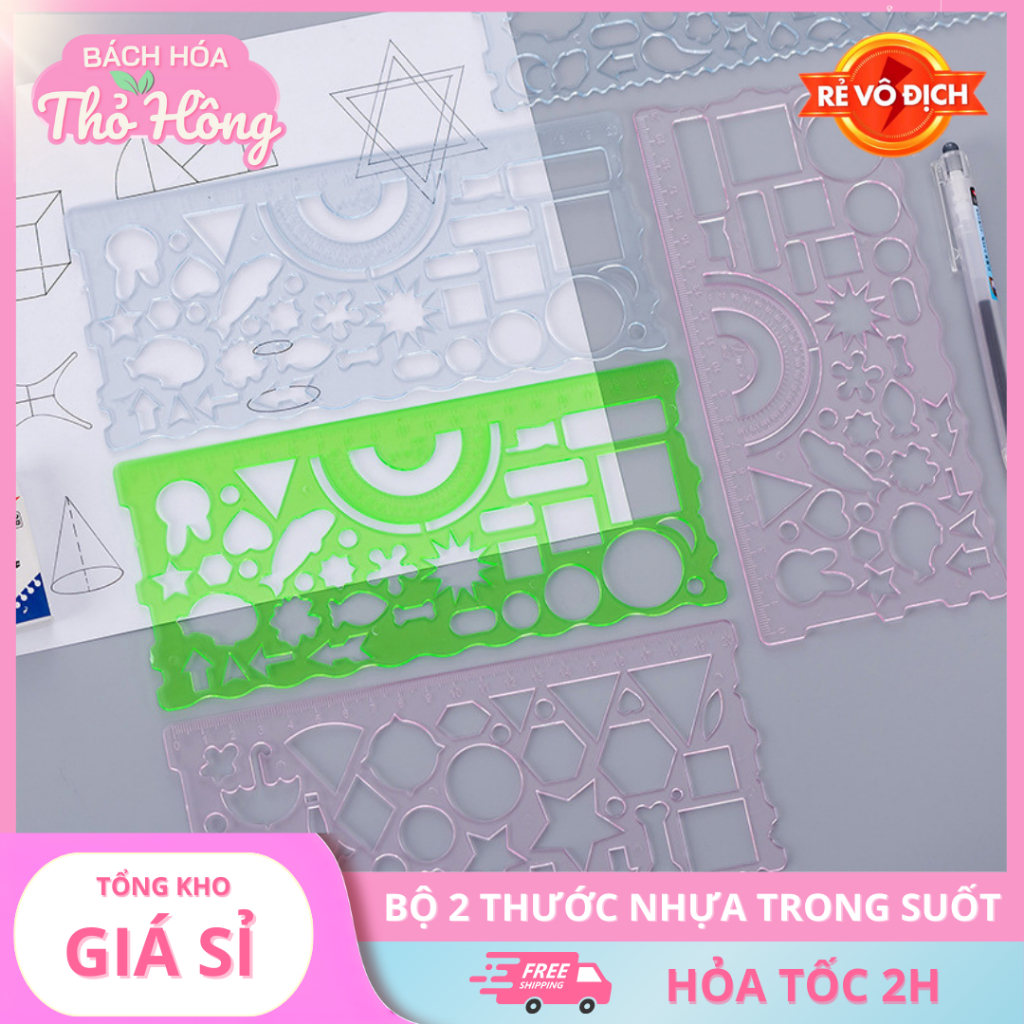 3 Bộ 2 Thước Trong Suốt Dễ Thương