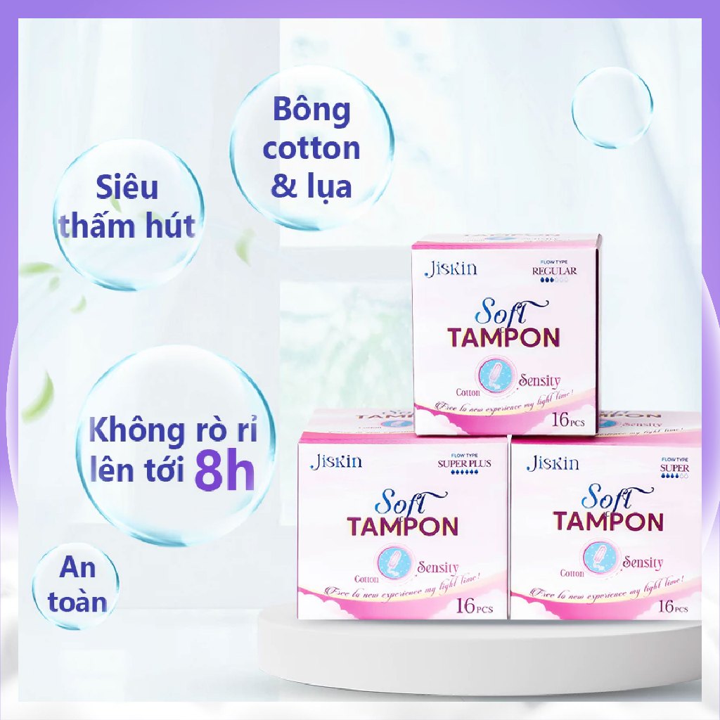 Băng vệ sinh Tampon Jiskin dạng ống nhập khẩu Hàn Quốc Fullsize mềm mại, siêu thấm, tự tin đi biển đi bơi