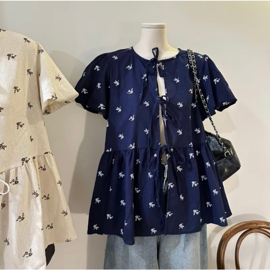 Babydoll hoa nhí buộc dây nơ tay bồng đi chơi đi học đều xinh LALA  A26