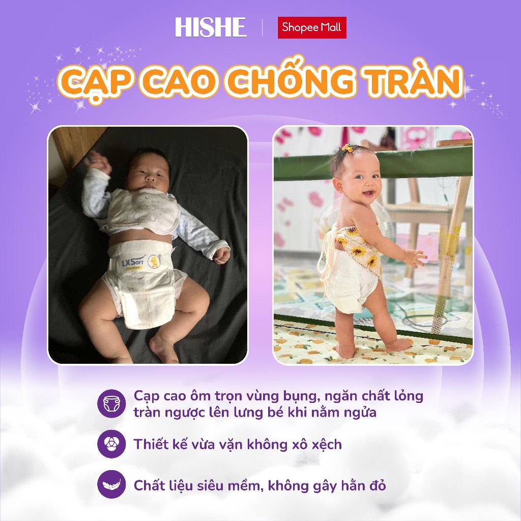 [ Tặng 10 miếng] Bỉm Lxsoft DÁN mỏng nhẹ, mềm mịn, thấm hút tốt, chống hăm cho bé yêu