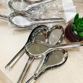 [COMBO 10] Muỗng Ăn Cơm Bền Bỉ Cán Dài,Thìa Inox Chất Liệu An Toàn- THÌA PHỞ HOA SEN INOX KHÔNG GỈ SÁNG BÓNG