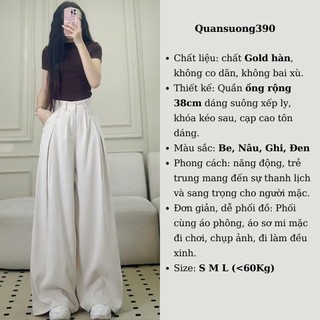 Quần tây công sở ống suông ly to 247Store chất GOLD ống rộng dài chùm phủ chân mặc đi học đi làm