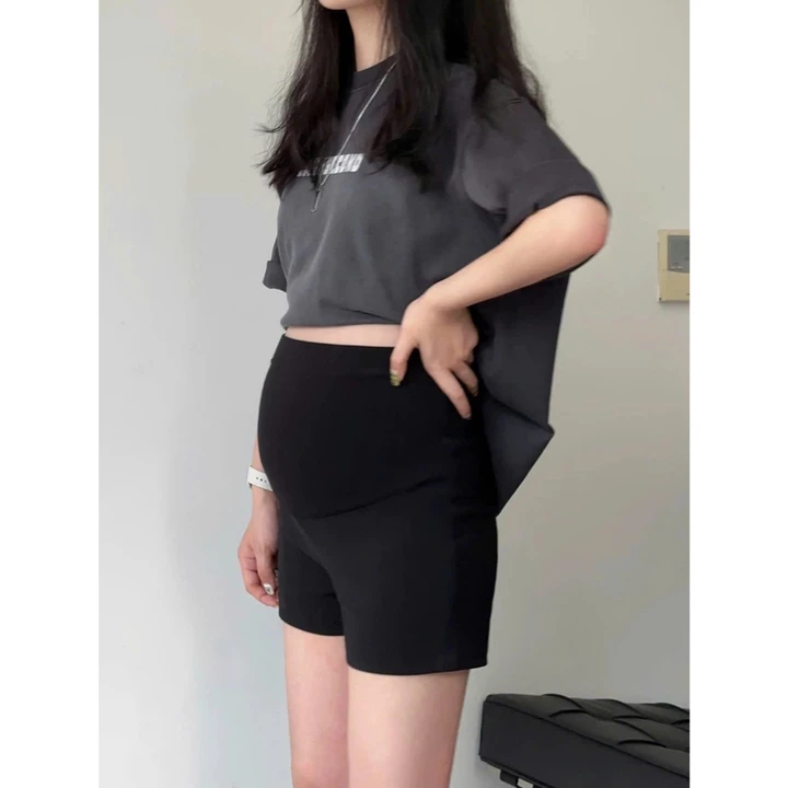 Quần Đùi Bầu LYSAVA Mặc Trong Váy Kín Đáo Chất Vải Umi Hàn Quốc - Quần Short Bầu Cạp Chéo Không Gò Bụng Cho Mẹ Bầu, QD6