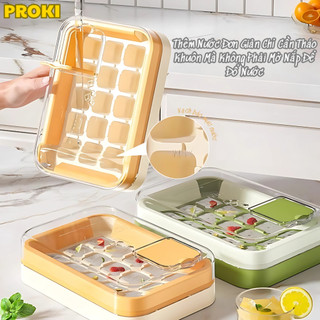 Khuôn Làm Đá Viên Proki Silicone Cao Cấp, Khay Đá Có Nắp, Hộp Đá Tủ Lạnh, An Toàn Tiện Dụng