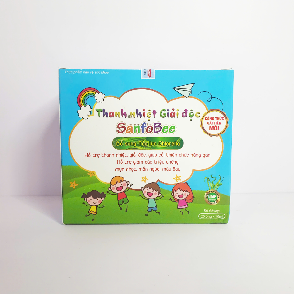 Siro Thanh nhiệt giải độc SanfoBee hỗ trợ giảm nóng trong, mề đay, mẩn ngứa, hộp 20 ống x 10 ml