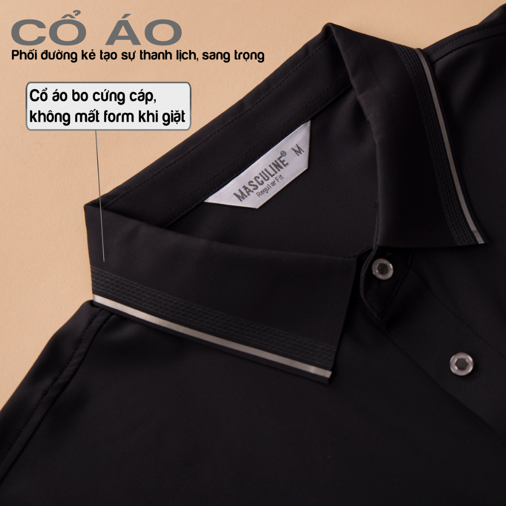 Áo polo nam cao cấp MASCULINE MPL509 Dáng Regular Fit giữ Form tốt  thấm hút ít nhăn bền màu