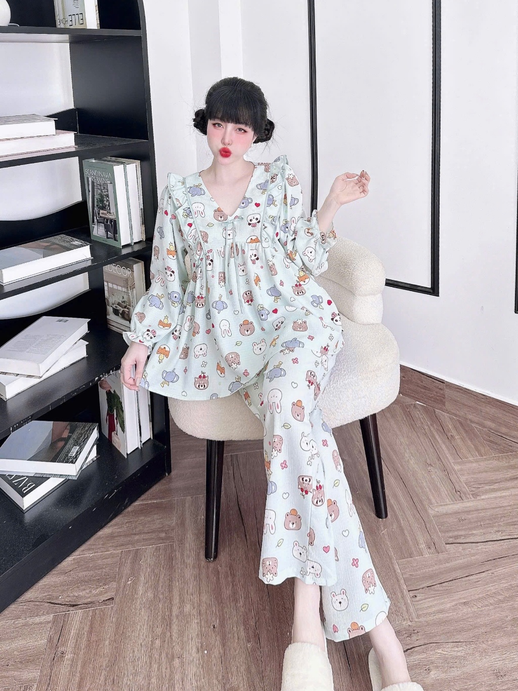 Ảnh Đồ Mặc Nhà Nữ SOJUN Bộ Dài Xốp Babydoll  TDQD Viền 45-65KG 2