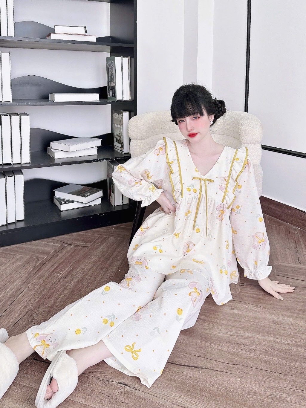 Ảnh Đồ Mặc Nhà Nữ SOJUN Bộ Dài Xốp Babydoll  TDQD Viền 45-65KG 3