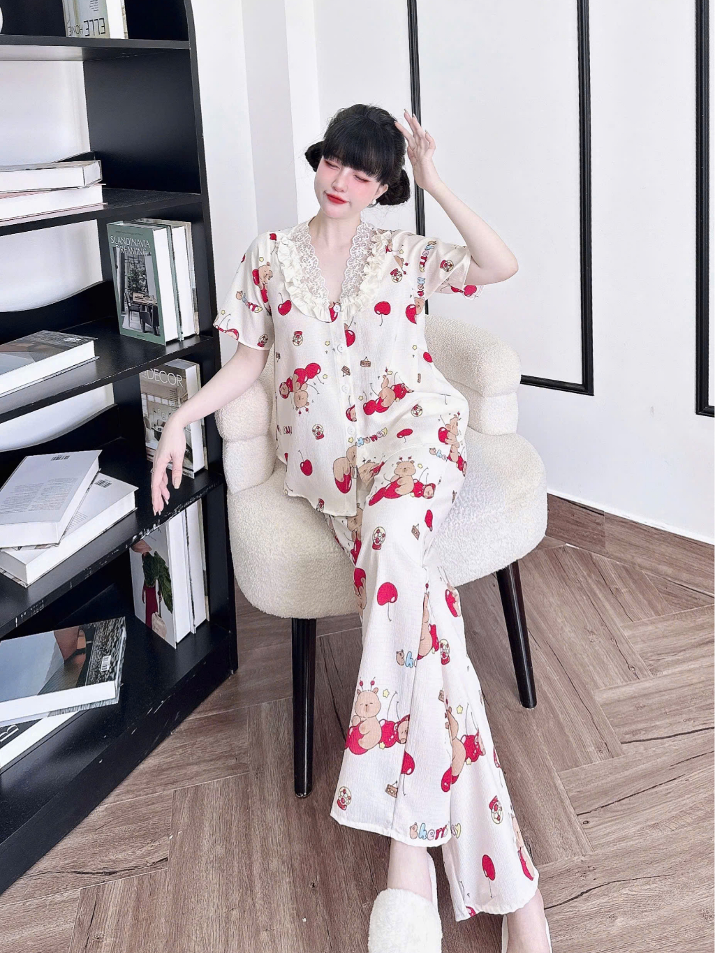 Review Đồ Mặc Nhà Nữ SOJUN Cổ Bèo Xốp - Thoải Mái, Quyến Rũ (45-65KG)
