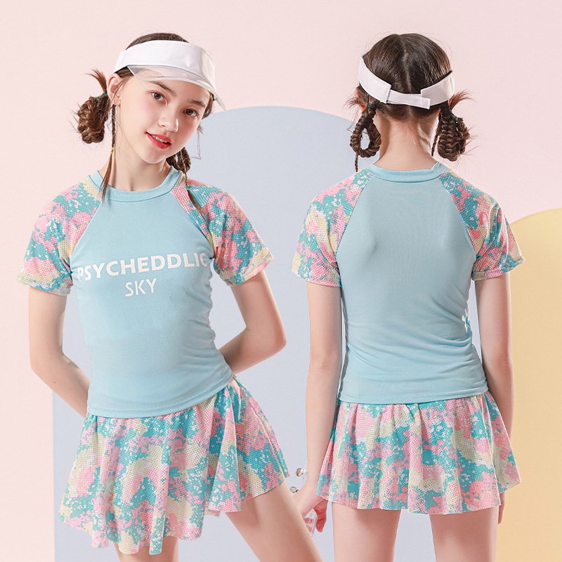 Bộ bơi bé gái, đồ bơi cho bé gái và mẹ quần đùi 2 lớp kín đáo, bộ bơi elsa bé gái 15kg tới 54kg
