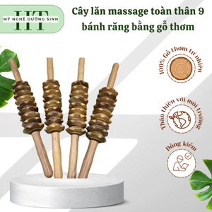 Cây lăn massage toàn thân 9 bằng gỗ thơm, cạo gió ấn huyệt, lưu thông khí huyết - Mỹ Nghệ Dưỡng Sinh HT