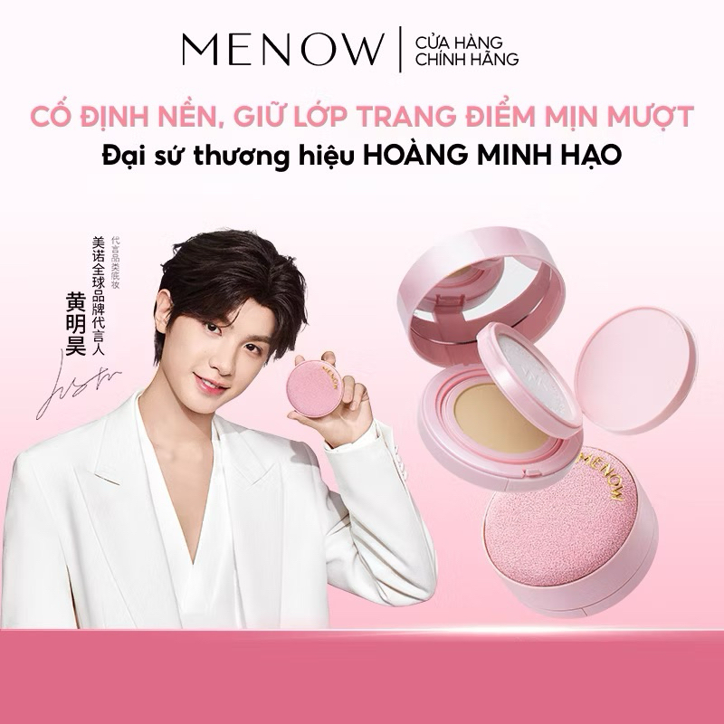 [KOL x MENOW] Cushion kèm phấn phủ 2in1 Menow Cushion Powder Cream Pink Series 17g