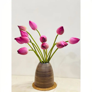 Bình Cắm Hoa Dáng Chuông Tráng Men Nâu Mộc Decor Phòng Khách Cao Cấp Size To