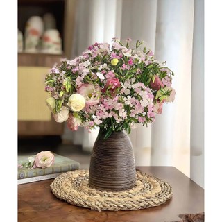 Bình Cắm Hoa Dáng Chuông Tráng Men Nâu Mộc Decor Phòng Khách Cao Cấp Size To