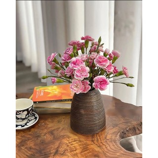 Bình Cắm Hoa Dáng Chuông Tráng Men Nâu Mộc Decor Phòng Khách Cao Cấp Size To